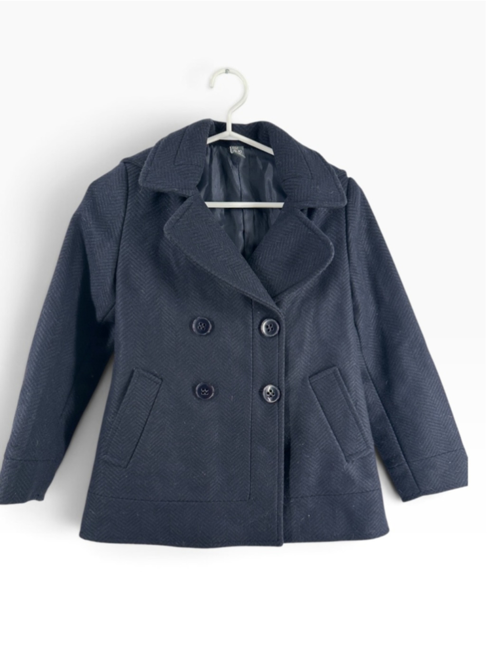 Zara wool pea coat blue preppy warm wool blend luxury sz 9-10